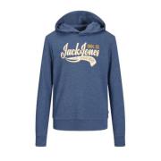 JACK & JONES JUNIOR hoodie JJELOGO met tekst blauw/geel Sweater Tekst ...
