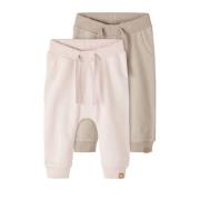 NAME IT BABY babybroek NBNTAKKI - set van 2 beige/zachtroze Jongens Ka...