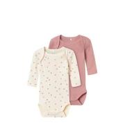 NAME IT BABY romper NBFBODY - set van 2 roze/ofwhite Meisjes Biologisc...