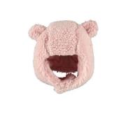 Sarlini teddy muts met oortjes roze Effen - 6-12 mnd