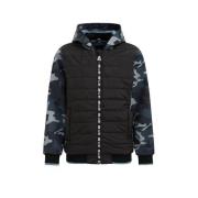 WE Fashion softshell jas met camouflageprint zwart/grijs/blauw Jongens...