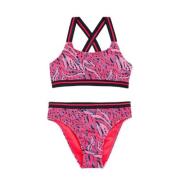 WE Fashion crop bikini roze/blauw Meisjes - 98/104