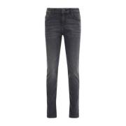 WE Fashion Blue Ridge tapered fit jeans met slijtage black faded Zwart...