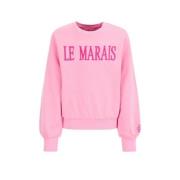 WE Fashion sweater met tekst roze/rood Tekst - 122/128