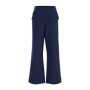 WE Fashion straight fit broek donkerblauw Meisjes Polyester Effen - 98