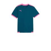 Puma junior voetbalshirt petrol/roze Sport t-shirt Blauw Jongens/Meisj...