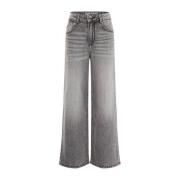 WE Fashion Blue Ridge high waist wide leg jeans grey denim Grijs Effen...