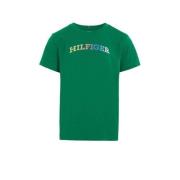 Tommy Hilfiger T-shirt met tekst groen Meisjes Katoen Ronde hals Tekst...