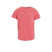 Tommy Hilfiger T-shirt met logo roze Meisjes Katoen Ronde hals Logo - ...