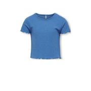 KIDS ONLY ribgebreid T-shirt KOGNELLA middenblauw Meisjes Polyester Ro...