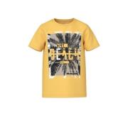 NAME IT KIDS T-shirt NKMVICTOR met printopdruk geel Jongens Katoen Ron...
