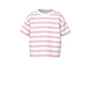 NAME IT KIDS gestreept T-shirt NKFVITANNI roze/wit Meisjes Katoen Rond...