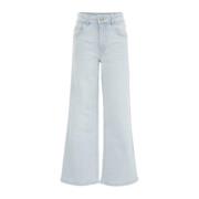 WE Fashion Blue Ridge wide leg jeans bleached denim Blauw Effen - 134