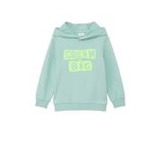 s.Oliver hoodie met tekst turquoise Sweater Blauw Tekst - 92/98