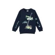 s.Oliver sweater met printopdruk donkerblauw Printopdruk - 92/98
