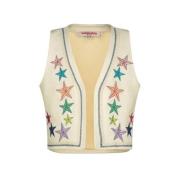 Vingino gilet Tenise met sterren ecru/multi Meisjes Polyester Openvall...