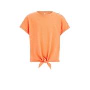 WE Fashion T-shirt  rose Oranje Meisjes Katoen Ronde hals Effen - 98/1...