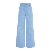 WE Fashion high waist wide leg jeans blauw Meisjes Denim Effen - 104