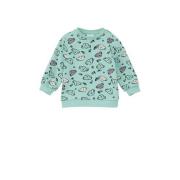 s.Oliver baby sweater met dierenprint turquoise Blauw Dierenprint - 50