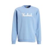 Woolrich sweater met tekst lichtblauw Tekst - 176 | Sweater van Woolri...