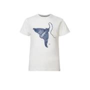 Noppies T-shirt met printopdruk wit/blauw Jongens Gerecycled katoen Ro...