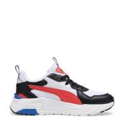 Puma Trinity Lite Jr sneakers wit/rood/zwart Jongens/Meisjes Mesh Meer...