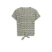 WE Fashion T-shirt met all over print groen/beige/zwart Meisjes Polyes...