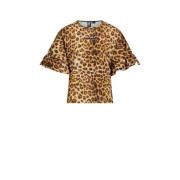 SuperRebel T-shirt Benica bruin/panterprint Meisjes Gerecycled polyest...