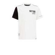 WE Fashion T-shirt wit/zwart Jongens Katoen Ronde hals Meerkleurig - 1...