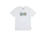 Levi's Kids T-shirt met logo wit/groen Jongens Biologisch katoen Ronde...
