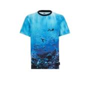 WE Fashion T-shirt met all over print multi Blauw Jongens Katoen Ronde...