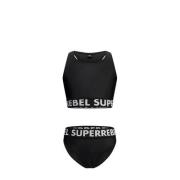 SuperRebel crop bikini Carmel zwart Meisjes Polyester Effen - 128