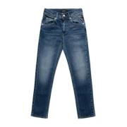 REPLAY slim fit jeans medium blue denim Blauw Effen - 104
