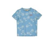 Moodstreet T-shirt met all over print lichtblauw/offwhite Jongens Stre...