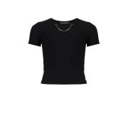 Frankie&Liberty T-shirt zwart Meisjes Nylon Ronde hals Effen - 140