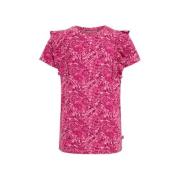WE Fashion T-shirt met all over print en ruches roze Meisjes Viscose R...