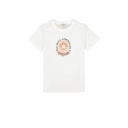 Garcia T-shirt met printopdruk wit/roze Meisjes Katoen Ronde hals Prin...