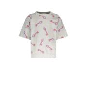 The New Chapter T-shirt Lux met all over print grijs/lichtblauw Jongen...