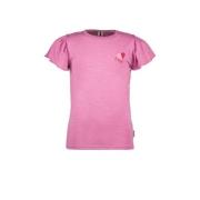 B.Nosy T-shirt felroze Meisjes Viscose Ronde hals Effen - 122-128