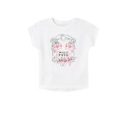NAME IT KIDS T-shirt NKFVARNA met printopdruk wit/roze Meisjes Katoen ...