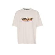 JACK & JONES JUNIOR T-shirt JORTAMPA FASTRUNNER1 met logo ecru Jongens...
