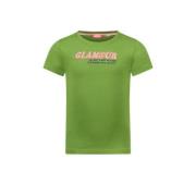 TYGO & vito T-shirt Jill met tekst en borduursels olijfgroen Meisjes K...