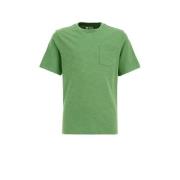 WE Fashion T-shirt groen Jongens Biologisch katoen Ronde hals Effen - ...
