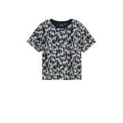 NAME IT KIDS T-shirt NKMVALTHER met all over print donkerblauw/wit Jon...