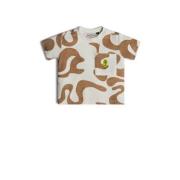 Retour Mini badstof T-shirt Camiel met all over print zand/ecru Beige ...