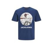 JACK & JONES JUNIOR T-shirt JJNAVIN met printopdruk donkerblauw Jongen...