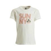 anytime T-shirt met tekstopdruk wit Meisjes Katoen Ronde hals Tekst - ...
