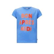 Retour Jeans T-shirt Starr met tekst blauw/oranje Meisjes Katoen Ronde...