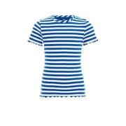 WE Fashion gestreept T-shirt blauw Meisjes Stretchkatoen Ronde hals St...
