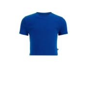 WE Fashion T-shirt kobaltblauw Meisjes Katoen Ronde hals Effen - 146/1...